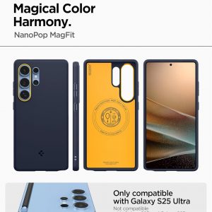 Spigen for Galaxy S25 Ultra Case, Nano Pop MagFit [Compatible with MagSafe] [Fast Wireless Charging] - Blueberry Navy