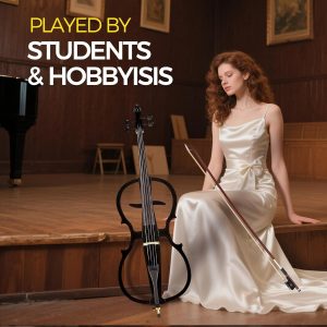 Herrajes eléctricos para violonchelo 4/4 de tamaño completo con bolsa de violonchelo ligera, auriculares, arco, puente, colofonia, violonchelo para adultos principiantes (negro metálico