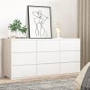 9 Drawers Dresser Storage Cabinet, 63'' Modern White Chest of Drawers, TV Console Stand Organizer with Slide Drawer Design for Bedroom, Living Room, Dining Room, Kitchen, Hallway, Entryway