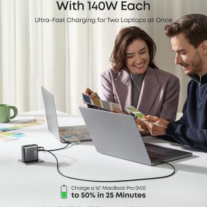 Anker Laptop Charger,140W Max 4-Port GaN USB C Charger Block with Smart Display,Fast Charger USB C Power Adapter,Touch Controls for MacBook,iPad,iPhone 17/16 Series (Include 5FT Cable,Non-Battery)