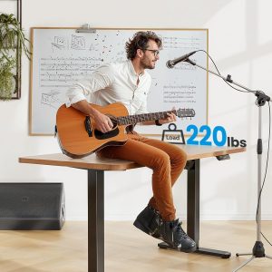 HUANUO Standing Desk Frame with 220lbs Powerful Brushless Motor, Thick T-Shaped Adjustable Desk Legs Made of Automotive-Grade Steel, for Max 75″ x 35″ Desktop, for Home Office, Black Frame Only