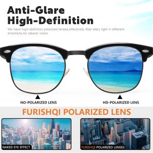 Classic Polarized Sunglasses for Men and Women Retro Style Semi Rimless Frame Sun Glasses 100% UV Protection Goggles