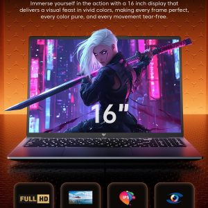 KAIGERR Laptop para juegos 2026, computadora portátil de 16.0 pulgadas con AMD Ryzen 7 H255 (8C/16T, hasta 4.5 GHz), 16 GB de RAM 512 GB NVMe SSD Windows 11, gráficos Radeon RX Vega 8, WiFi 6, KB