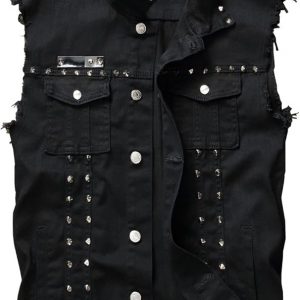 Chaleco de mezclilla punk para hombre Chaquetas sin mangas con remaches