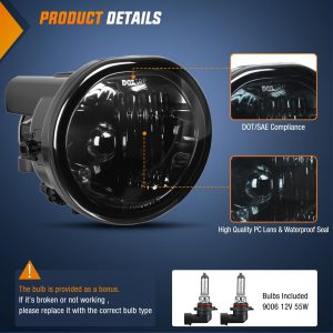 Nilight Fog Lights Assembly Compatible with 2003 2004 2005 2006 2007 2008 Toyota Matrix 2003-2008 Pontiac Vibe 2004-2010 Scion TC Smoke Lens w/9006 12V 55W Bulbs