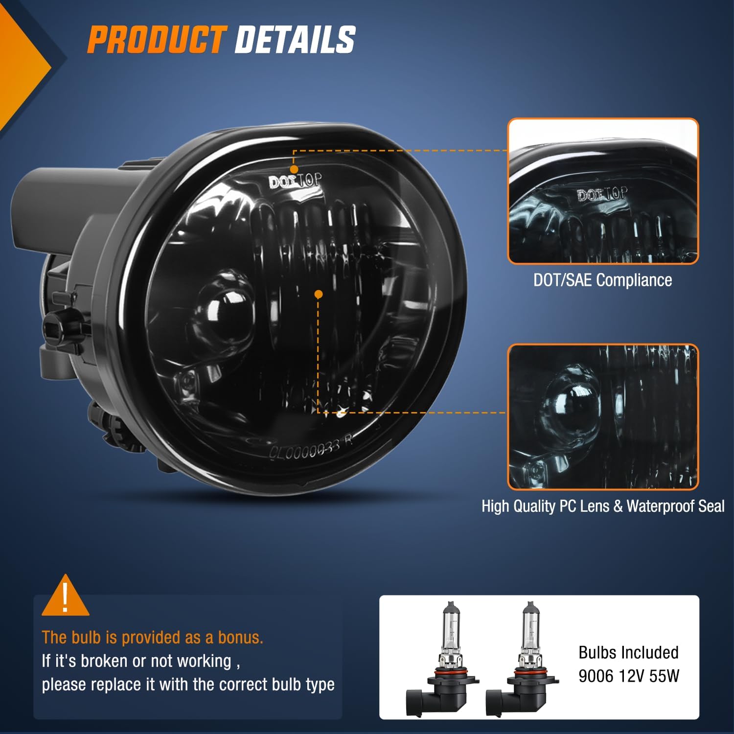 Nilight Fog Lights Assembly Compatible with 2003 2004 2005 2006 2007 2008 Toyota Matrix 2003-2008 Pontiac Vibe 2004-2010 Scion TC Smoke Lens w/9006 12V 55W Bulbs