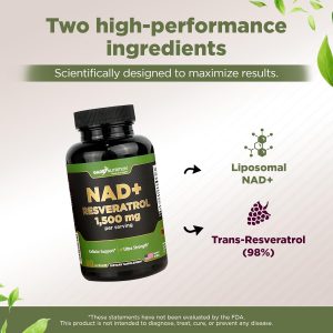 Gade Nutrition NAD Supplement with Resveratrol | Nicotinamide Plus in Capsules Made in USA | Antioxidant Healthy Aging Supplement (Pack of 2)