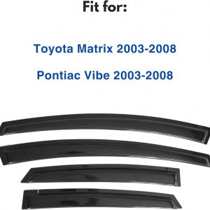 IG Window Visors Fit for 2003-2008 Toyota Matrix, Out-Channel Rain Guards Vent Wind Deflectors 4PC, Car Accessories for 2003-2008 Pontiac Vibe