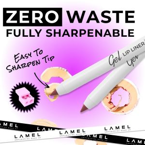 Lamel Lip Liner Pencil - Berry - 2-in-1 Waterproof Lip Liner - 8-Hour Wear, Creamy Texture, Sharpenable, High Pigment - Provides Smooth Finish or Full Coverage - N.404