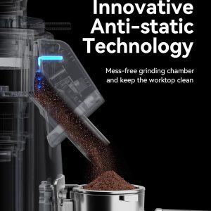 MOKKOM Professional 64mm Flat Burr Coffee Grinder with 100 Grind Settings, All-Metal Stainless Steel Body, Coffee Bean Grinder with Adjustable Electronic Timer, Anti-Static, LED Display