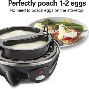 Hamilton Beach 3-in-1 Electric Egg Cooker for Hard Boiled Eggs, Poacher, Omelet Maker & Vegetable Steamer, Holds 14, Black (25508)