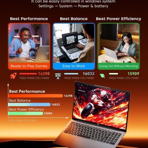 KAIGERR Laptop para juegos 2026, computadora portátil de 16.0 pulgadas con AMD Ryzen 7 H255 (8C/16T, hasta 4.5 GHz), 16 GB de RAM 512 GB NVMe SSD Windows 11, gráficos Radeon RX Vega 8, WiFi 6, KB