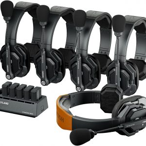 Hollyland Solidcom SE Full Duplex 5-Users ENC Noise Cancellation Wireless Intercom Headset System 1100ft Team Communication with PTT Mute Single Ear Headset for TV Film Production (2.4GHz Version)