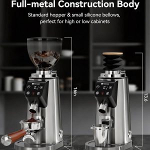 MOKKOM Professional 64mm Flat Burr Coffee Grinder with 100 Grind Settings, All-Metal Stainless Steel Body, Coffee Bean Grinder with Adjustable Electronic Timer, Anti-Static, LED Display