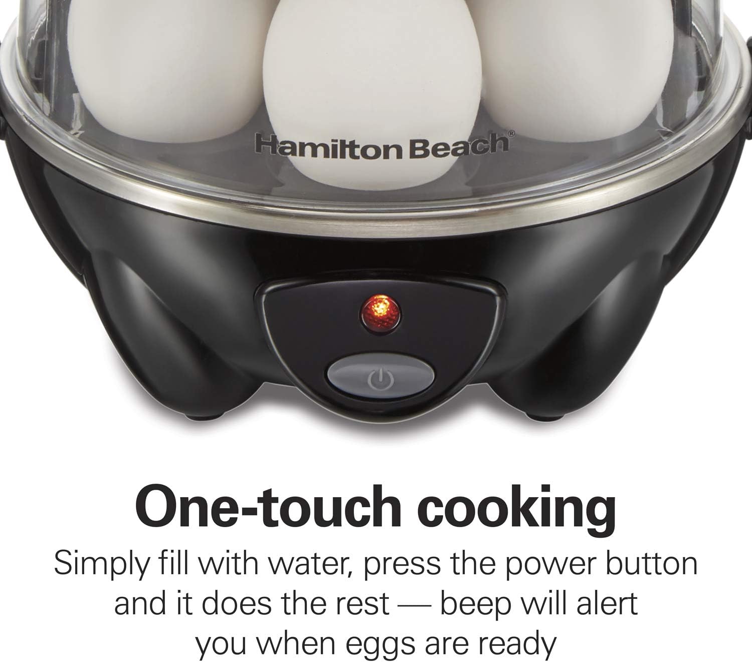 Hamilton Beach 3-in-1 Electric Egg Cooker for Hard Boiled Eggs, Poacher, Omelet Maker & Vegetable Steamer, Holds 14, Black (25508)