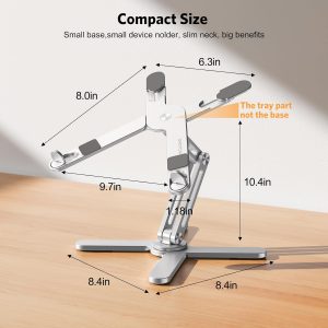 OMOTON LA10 - Soporte giratorio de 360° para computadora portátil, soporte ergonómico plegable para computadora, ángulos de altura ajustables para trabajo colaborativo, fácil almacenamiento, compatible con MacBooks, todas las computadoras portátiles de hasta 16 pulgadas, color plateado