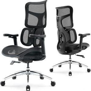 SIHOO Doro S100 Silla de oficina ergonómica - Soporte lumbar dinámico dual, apoyabrazos coordinados 4D, respaldo ajustable en 5 niveles, ángulo de reclinación máximo de 135 grados. Adecuada para