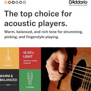 D'Addario Guitar Strings - Phosphor Bronze Acoustic Guitar Strings - EJ16-3D - Rich, Full Tonal Spectrum - For 6 String Guitars - 12-53 Light, 3-Pack