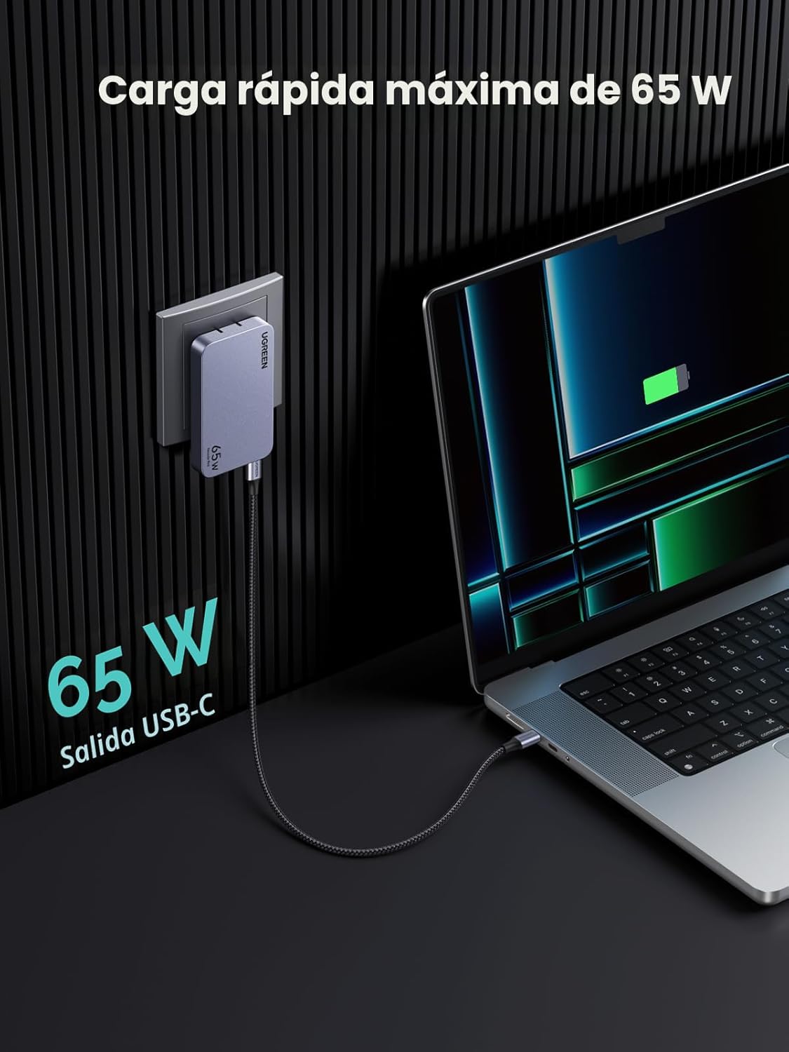 UGREEN Nexode Pro 65W GaN USB C Cargador de Pared Delgado de 3 Puertos, Cargador Compacto Rápido PPS para iPhone Serie 17/16/15, MacBook Air, iPad Pro, Galaxy S25/S24, Pixel 10/9, Steam Deck