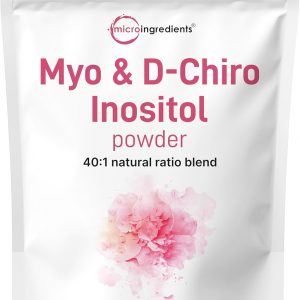 Micro Ingredients Myo-Inositol & D-Chiro Inositol Powder, 1lb (221 Servings) | 40:1 Ideal Ratio Inositol Supplement for Women | Supports Hormonal Balance & Ovarian Health | Non-GMO, Vegan, Filler-Free