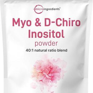 Micro Ingredients Myo-Inositol & D-Chiro Inositol Powder, 1lb (221 Servings) | 40:1 Ideal Ratio Inositol Supplement for Women | Supports Hormonal Balance & Ovarian Health | Non-GMO, Vegan, Filler-Free