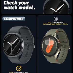 Orzero Protector de pantalla de vidrio templado compatible con Samsung Galaxy Watch 8 de 1.732 pulgadas, protector de pantalla con herramienta de alineación automática, 9 dureza, HD, antiarañazos, sin