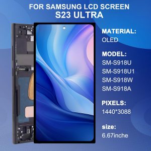 Pantalla OLED para Samsung Galaxy S23 Ultra 5G Reemplazo de pantalla LCD para Samsung S23 Ultra Digitalizador táctil con conjunto de herramientas de marco S918U S918A Versión EE. UU. (Negro)