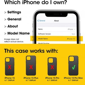 OtterBox iPhone 15 Pro Max Symmetry Series Cactus de cuero para MagSafe, color ceniza negro (negro), se ajusta a MagSafe, ultra suave, bordes elevados para proteger la cámara y la pantalla
