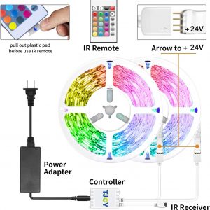 TJOY 100ft Smart Led Strip Lights for Bedroom, Work with Alexa, RGB Color Changing Music Sync Led Lights with App Remote,Multi-Color Wireless Led Strip Lighting for Bedroom (APP+Remote+Voice)
