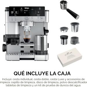 Ninja Luxe Café 3 en 1 - Máquina de café expreso, café por goteo y café frío | Molinillo de café integrado, espumador de leche, manipulación asistida y almacenamiento de accesorios de espresso
