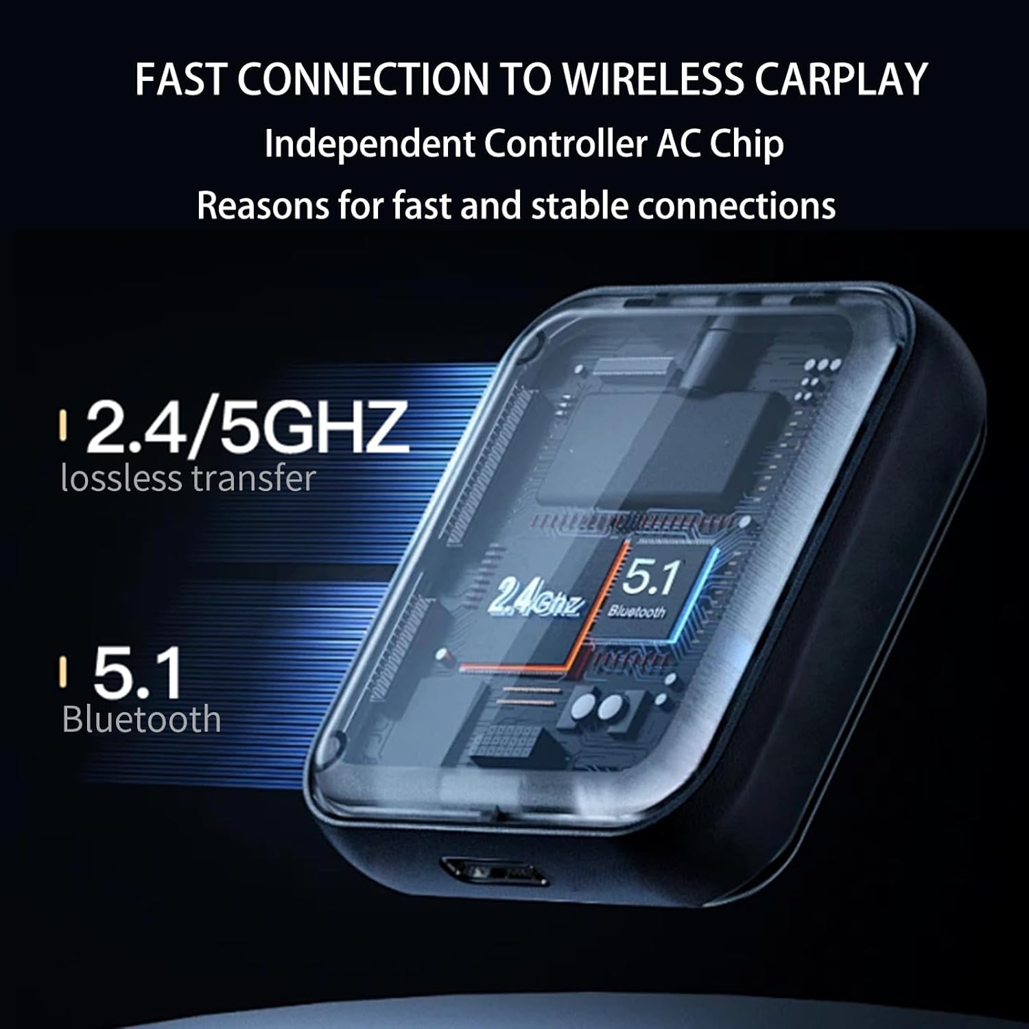 CarbitLink inalámbrico USB Dongle con CarPlay/Android Auto Plug and ...