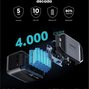 Anker SOLIX C1000 Gen 2 Estación de energía portátil, generador solar de 2,000 W (pico 3,000 W), carga completa en 49 minutos, batería LiFePO4 de 1,024 Wh para respaldo del hogar, cortes de energía y campamento (panel solar opcional)