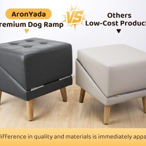 Dog Stairs for Small Dogs and Cats 16" H - with Encrypted Dot-Grip Non-Slip Surface, 2-in-1 Pet Ramp & Steps for Bed/Couch, Foldable Split Ottoman with Solid Wood Frame, Sturdy & Portable for Puppies