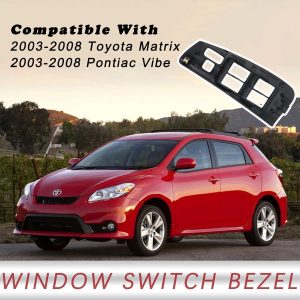 TQPONLY Door Window Switch Bezel Front Driver Side Compatible with 2003-2008 Toyota Matrix Pontiac Vibe Accessories Replaces 74232-01030 (Gray)