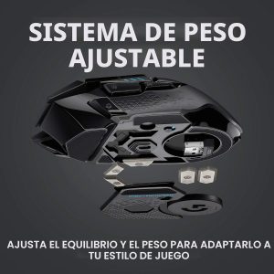 Ratón inalámbrico para juegos Logitech G502 Lightspeed con sensor Hero 25K, compatible con PowerPlay, pesos ajustables y Lightsync RGB - Negro