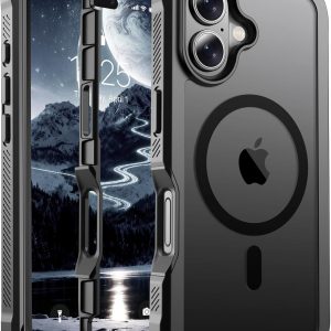 Magnetic for iPhone 17 Case, [Compatible with MagSafe][Military Grade Drop Protection][Heavy Duty Protection][Non-Slip][Shockproof] 2-Layer Durable Bumper Phone Case 6.3''-Black