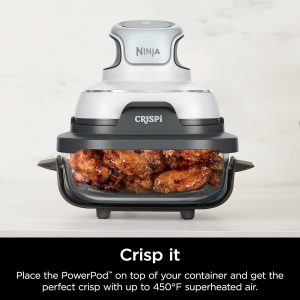 Ninja 2.5-QT CleanCrisp™ Glass Container with Storage lid, Compatible with Ninja Crispi Portable Cooking System, Microwave, Freezer & Dishwasher Safe, PFAS & PTFE Free Glass Cooking Surface, XSKSFNMED