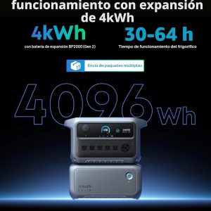 Anker SOLIX C2000 Gen 2 Estación de energía portátil, generador solar de 2,400 W (pico 4,000 W), carga completa en 58 minutos, batería LiFePO4 de 2048 wh para respaldo del hogar, cortes de energía y campamento (panel solar opcional)