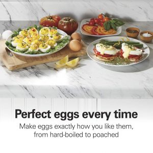 Hamilton Beach 3-in-1 Electric Egg Cooker for Hard Boiled Eggs, Poacher, Omelet Maker & Vegetable Steamer, Holds 14, Black (25508)