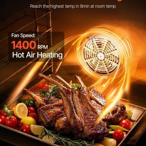 VEVOR Commercial Convection Oven, 66L/60Qt, Half-Size Conventional Oven Countertop, 1800W 4-Tier Toaster w/Front Glass Door, w/Trays Wire Racks Clip Gloves, 120V