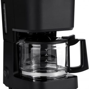 Amazon Basics 5 Cup Drip Coffee Maker with Glass Coffee Pot (0.8 Qt), Auto Shut-off, Auto Pause, Removable Filter Basket, Matte Black