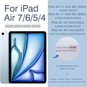 MOROCK Funda para iPad Air de 11 pulgadas M4/M3/M2 2026/2025/2024, iPad Air 5ª/4ª generación de 10.9 pulgadas 2022/2020 con soporte para lápices, soporte triple y cubierta a prueba de golpes con carcasa trasera transparente, color azul brumoso