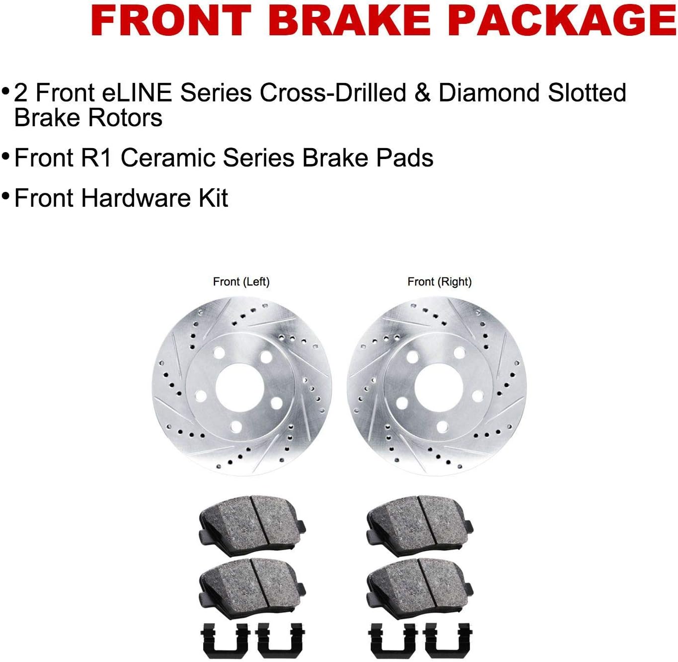 R1 Concepts Front and Rear Brakes and Rotors| Hardware Included| Front and Rear Ceramic Brake Pads and Rotors Kit| Fits 1997-2004 Porsche Boxster
