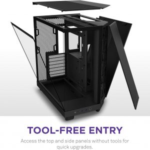 NZXT H6 Flow | CC-H61FB-01 | Compact Dual-Chamber Mid-Tower Airflow Case | Panoramic Glass Panels | High-Performance Airflow Panels | Includes 3 x 120mm Fans | Cable Management | Black