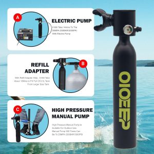 Mini Scuba Diving Tank with Sub-Mask, 0.5L Dive Portable Lungs Kit，Underwater Breathing System for Family, Party and Trip Perfect Professional Diving Packages