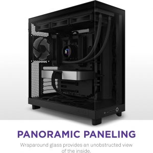 NZXT H6 Flow | CC-H61FB-01 | Compact Dual-Chamber Mid-Tower Airflow Case | Panoramic Glass Panels | High-Performance Airflow Panels | Includes 3 x 120mm Fans | Cable Management | Black