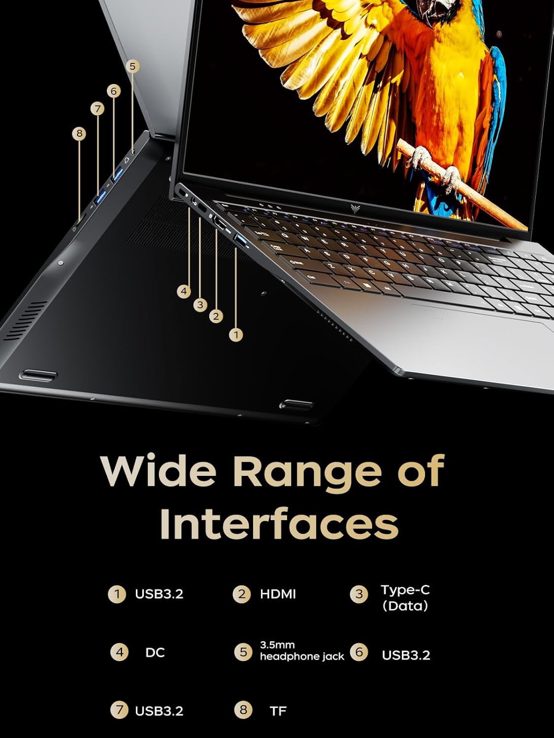 KAIGERR Gaming Laptop, Laptops with AMD Ryzen 4300U(Up to 3.7GHz), 16GB DDR4 512GB SSD Laptop Computer, 16.0inch Windοws 11 Laptop, 1920P FHD Display, WiFi 6, USB3.2, Type_C
