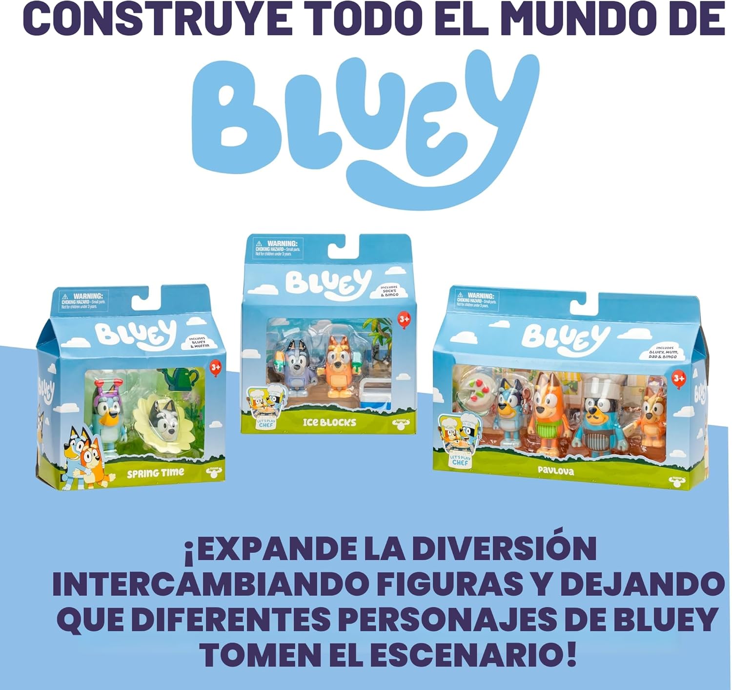 Paquete de 2 figuras articuladas de juguete de carreras de Bluey Baby, juguetes de personajes con Chilli y bebé en cuna accesorio, figuras de acción pequeñas para edades 3+