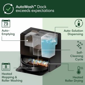 iRobot Roomba Max 705 Combo Robot Aspirador y Trapeador + Estación de Autolavado – Rodillo de Limpieza Autolimpiante Extensible, Funda de Trapeador Retráctil, Cepillos Duales, Vaciado Automático