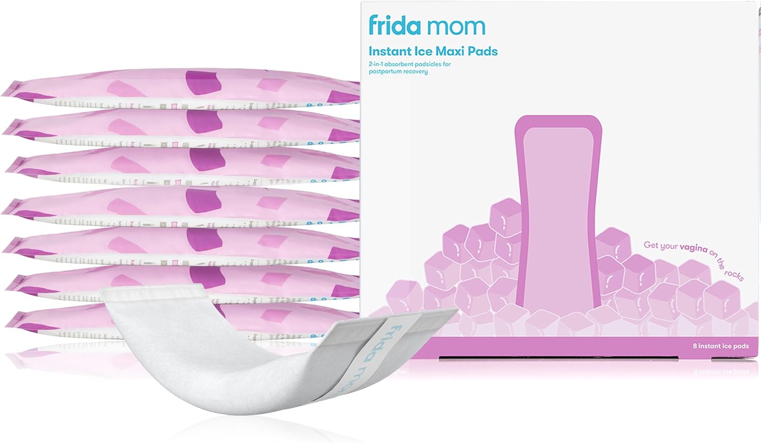 Frida Mom 2 en 1 - almohadillas femeninas posparto, absorbentes, hielo perineal | paquetes de terapia de frío instantáneo y almohadilla absorbente de maternidad en una almohadilla lista para usar para después del nacimiento